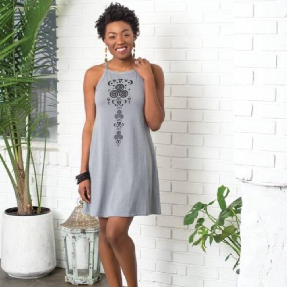 Tribal Moon Spiral Boho Organic Cotton Eco Tank Dress by Soul Flower